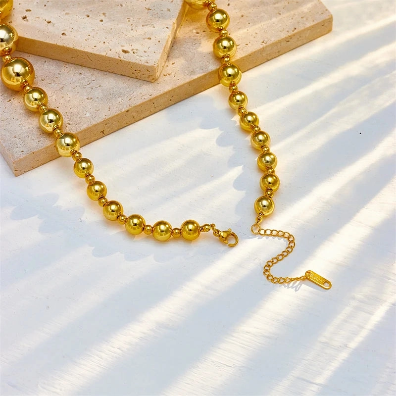XIYANIKE 316L Stainless Steel Necklace Ball Chain Accessories for Women Trendy Design Simple Elegant Jewelry Collier