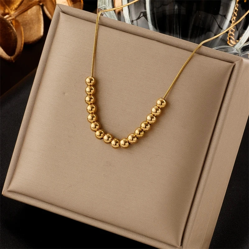 XIYANIKE 316L Stainless Steel Necklace Ball Chain Accessories for Women Trendy Design Simple Elegant Jewelry Collier