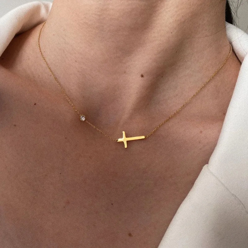 XIYANIKE 316L Stainless Steel Vintage Gold Cross Necklace