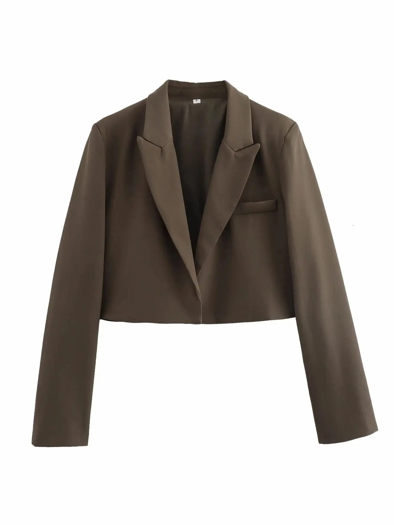 XNWMNZ Women's Fashion Crop Blazer Long Sleeve Top Stylish High Street Jacket for Autumn Winter Fashion
