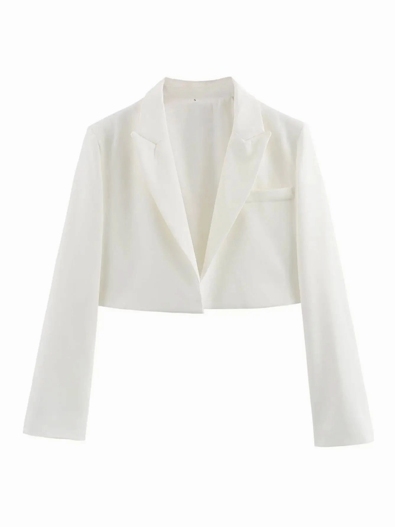 XNWMNZ Women's Fashion Crop Blazer Long Sleeve Top Stylish High Street Jacket for Autumn Winter Fashion