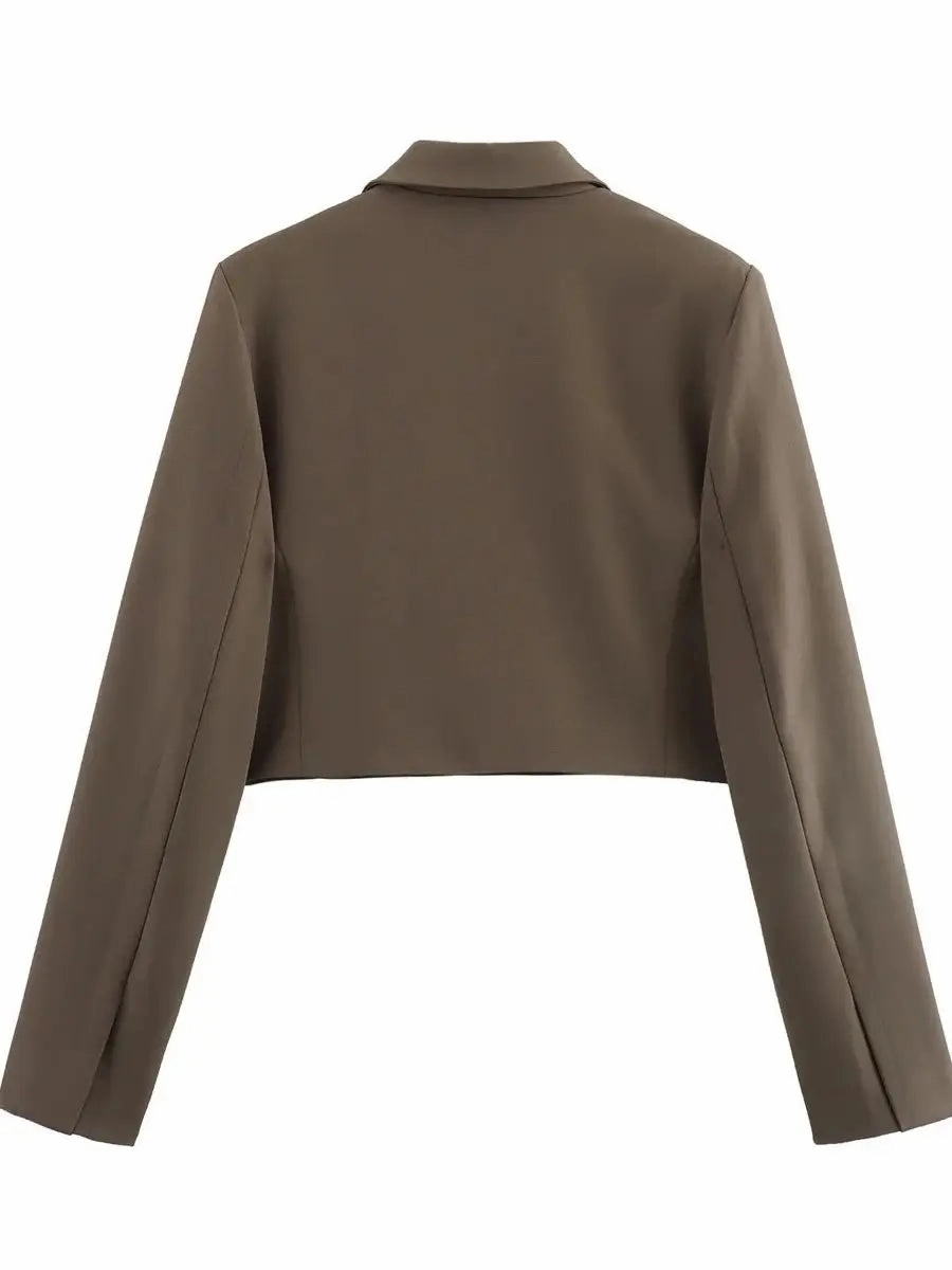 XNWMNZ Women's Fashion Crop Blazer Long Sleeve Top Stylish High Street Jacket for Autumn Winter Fashion