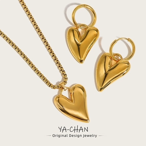 YACHAN 18K Gold Plated Irregular Heart Necklace Earrings Set