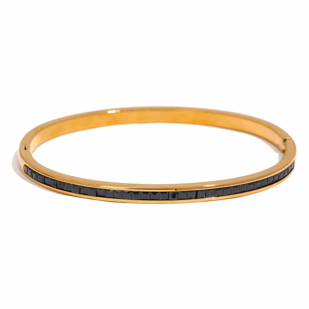 Yhpup Two Shape Round Square Colorful Zirconia Bracelet Bangle