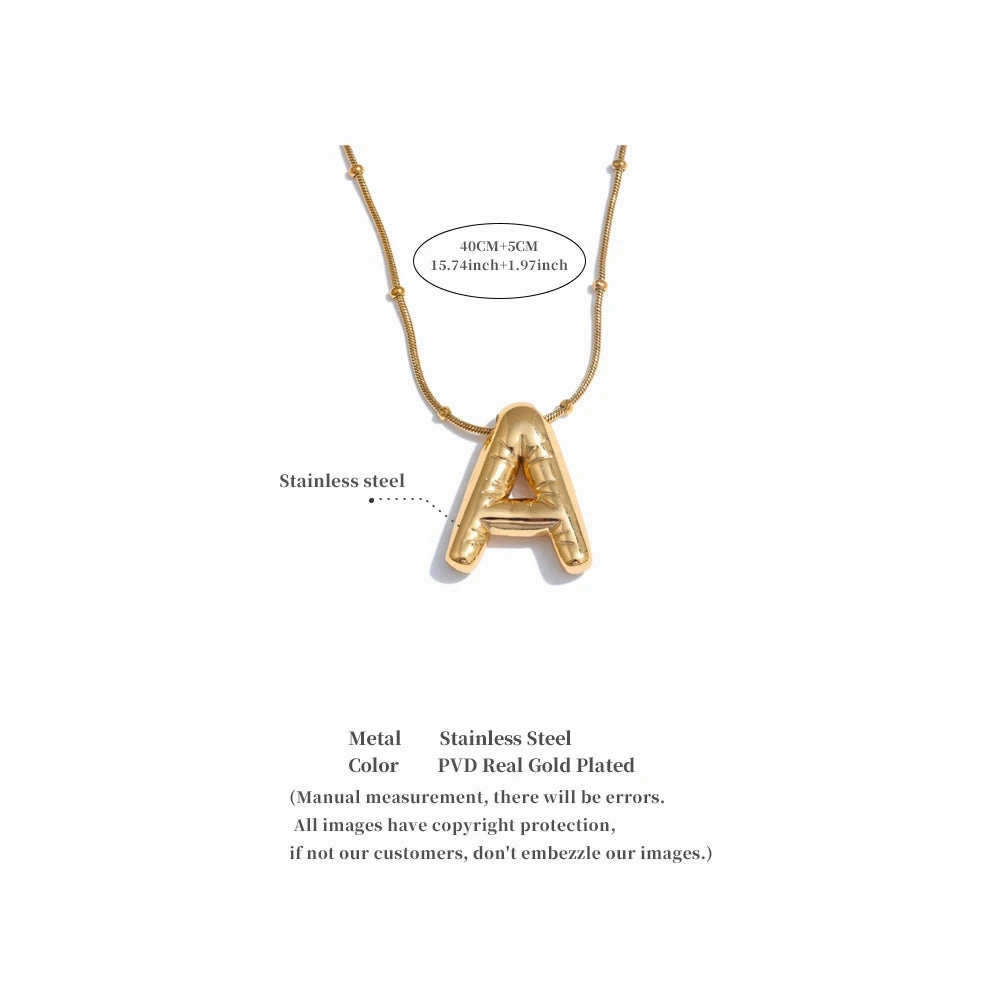 Yhpup Waterproof Initial Pendant Necklace Stainless Steel Charm