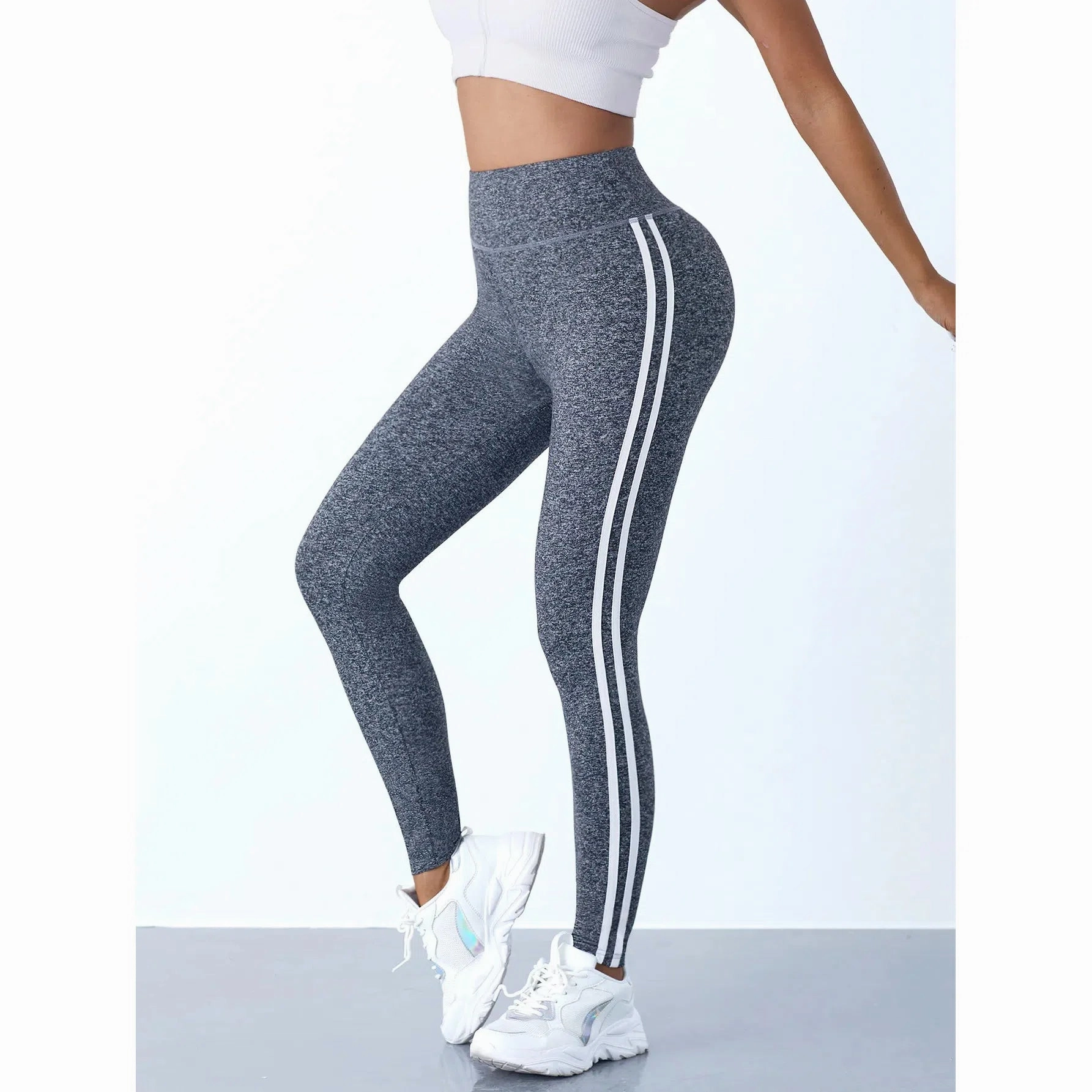 Yoga Leggings Women Striped Slim High Waist Casual Tights