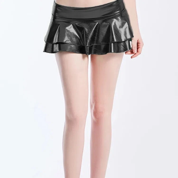YSDNCHI Summer Women Mini Skirts Shiny Bodycon Sexy Outwear Skirt Short Solid Pleated for High Street Party Style
