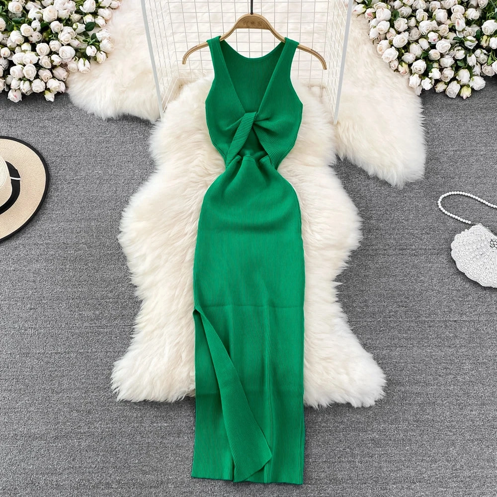 YuooMuoo Women Dress Sexy Wrap Hips Split One-Piece Long Dress