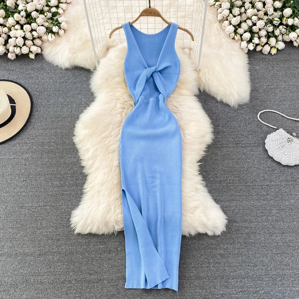 YuooMuoo Women Dress Sexy Wrap Hips Split One-Piece Long Dress