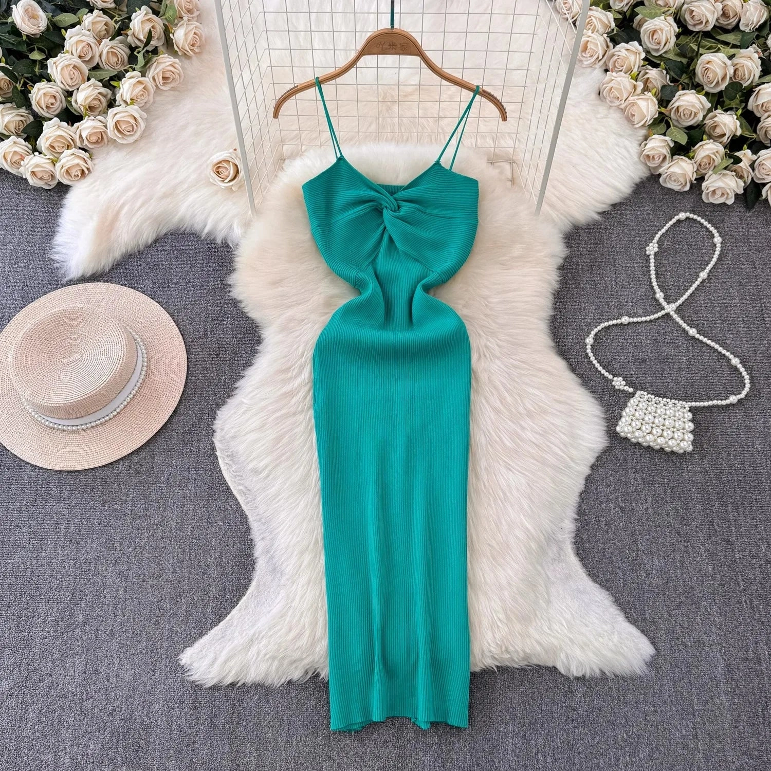 YuooMuoo Women Dress Summer Sexy Knitting Knot Bodycon Vestidos