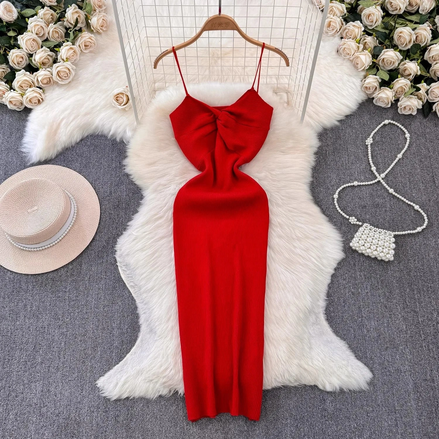 YuooMuoo Women Dress Summer Sexy Knitting Knot Bodycon Vestidos