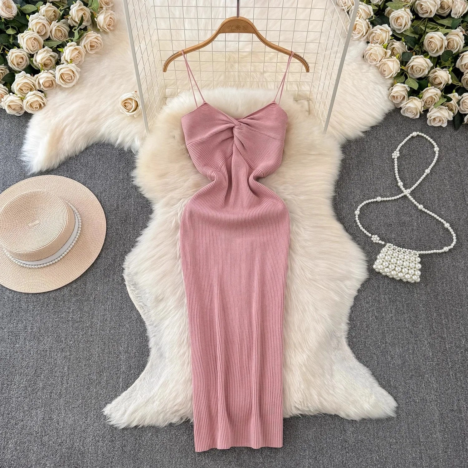 YuooMuoo Women Dress Summer Sexy Knitting Knot Bodycon Vestidos