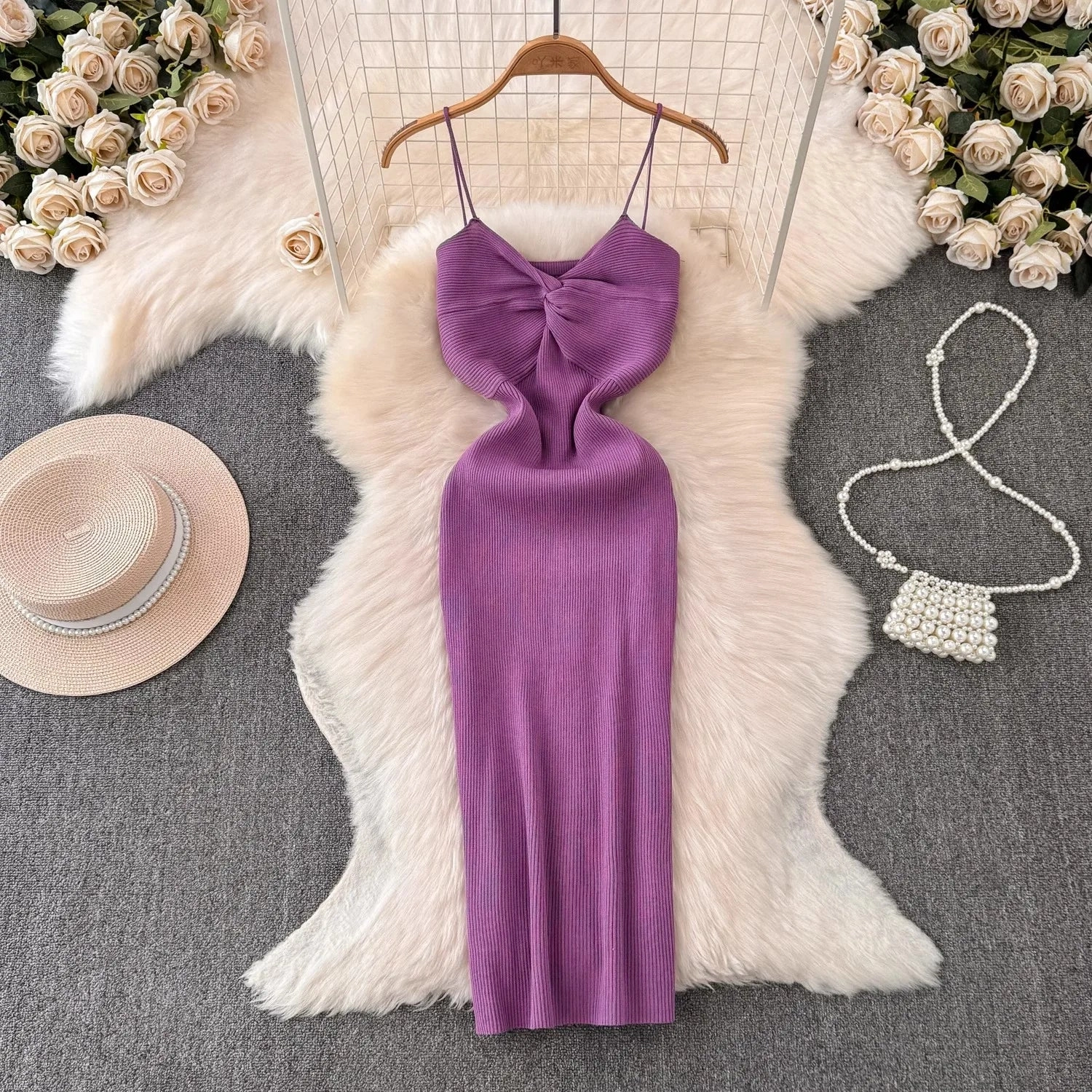 YuooMuoo Women Dress Summer Sexy Knitting Knot Bodycon Vestidos