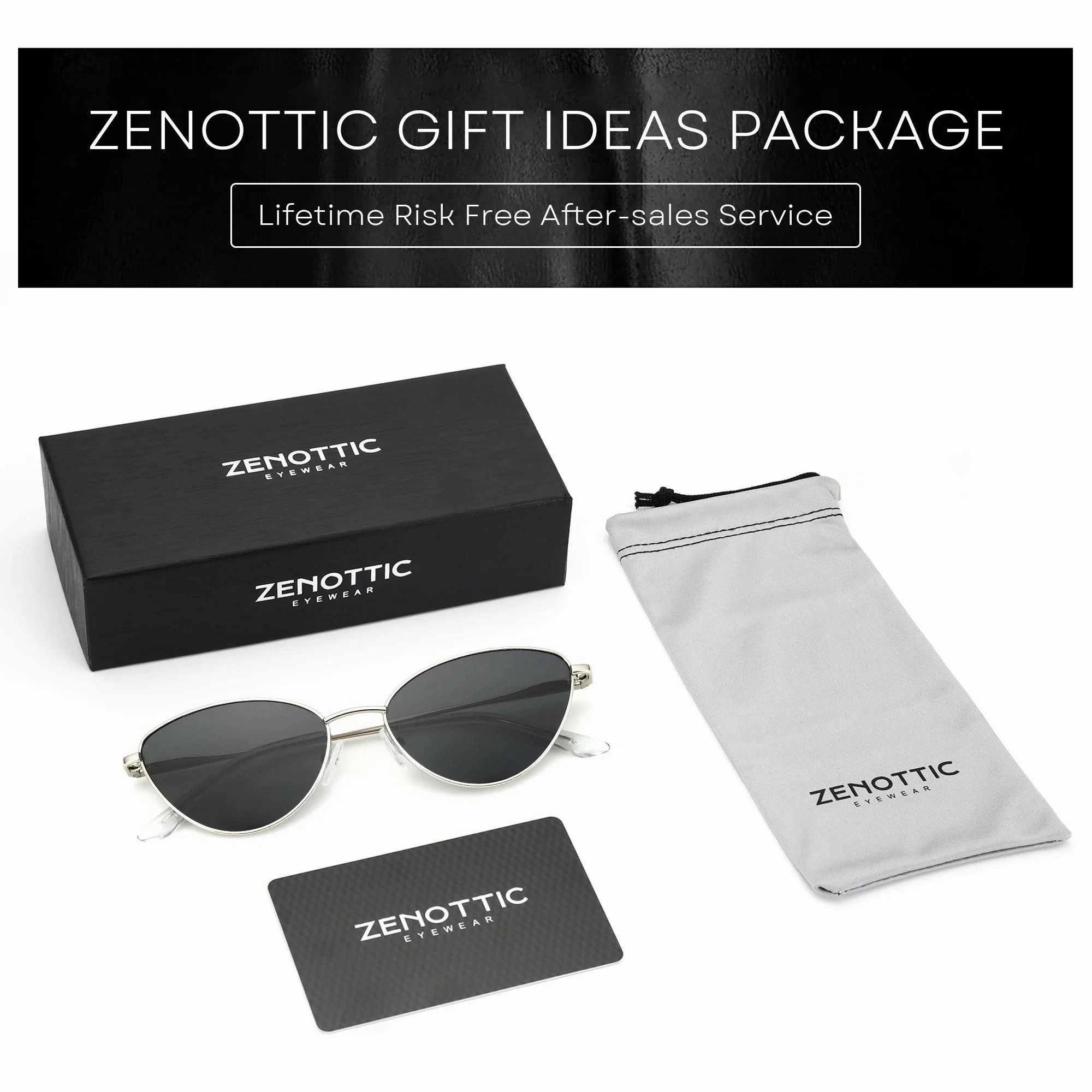 ZENOTTIC Vintage Cat Eye Sunglasses Polarized UV Protection