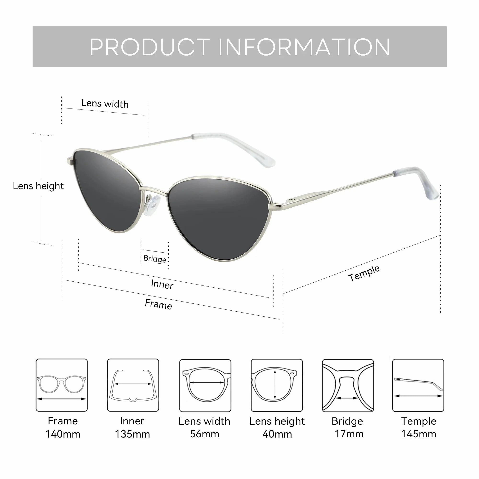 ZENOTTIC Vintage Cat Eye Sunglasses Polarized UV Protection