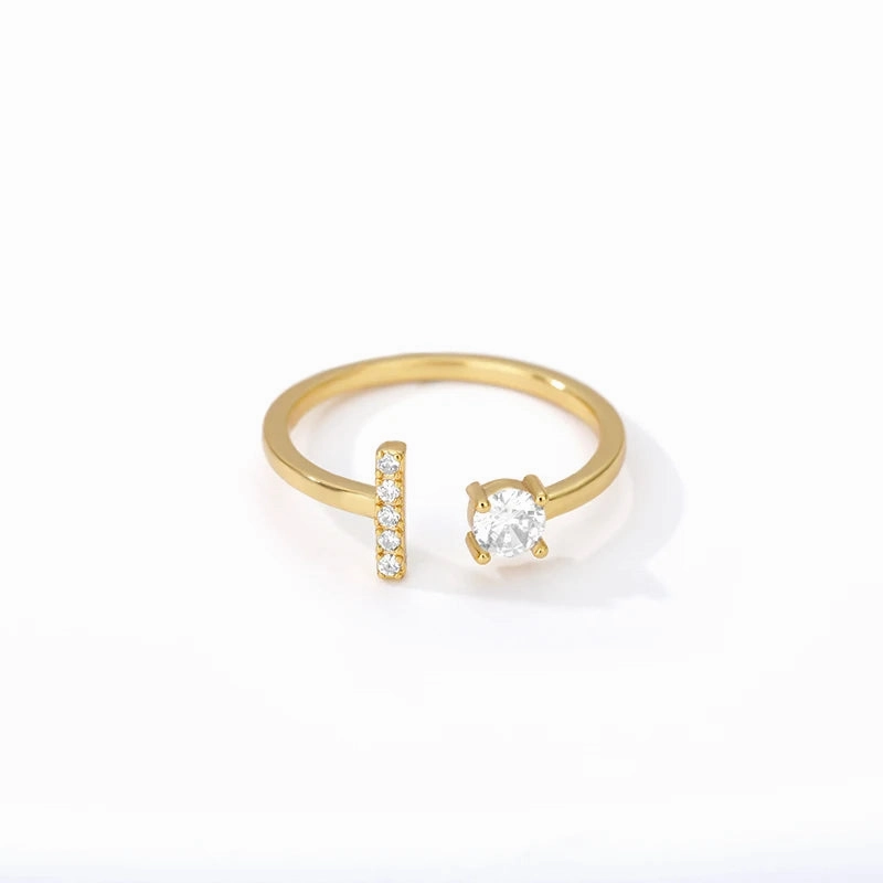 Zircon Initial A-Z Letter Rings For Women Adjustable Jewelry