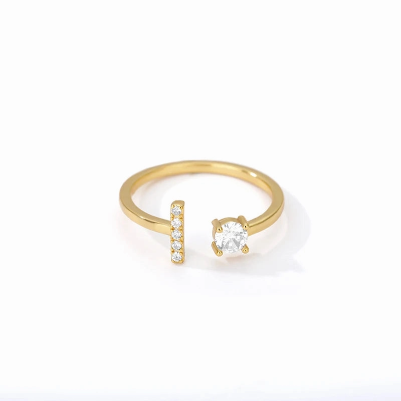 Zircon Initial A-Z Letter Rings For Women Adjustable Jewelry
