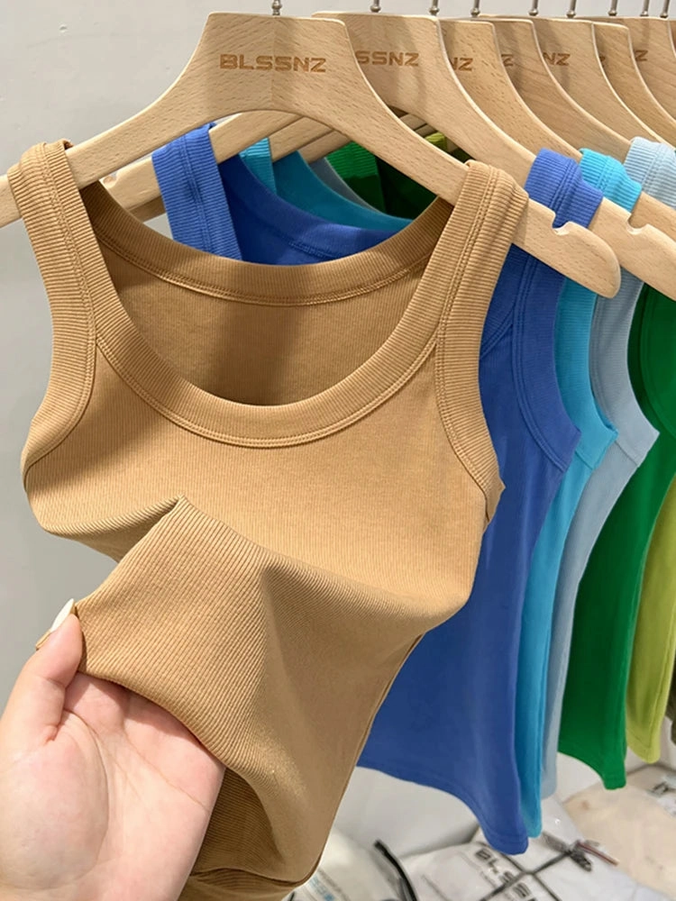Zjaiss Women Solid Ribbed Tank Top O Neck Casual Camisole
