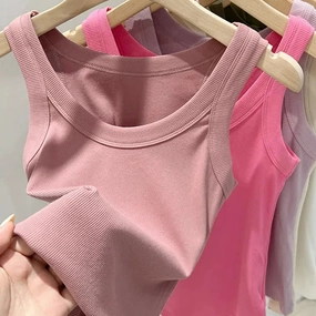 Zjaiss Women Solid Ribbed Tank Top O Neck Casual Camisole