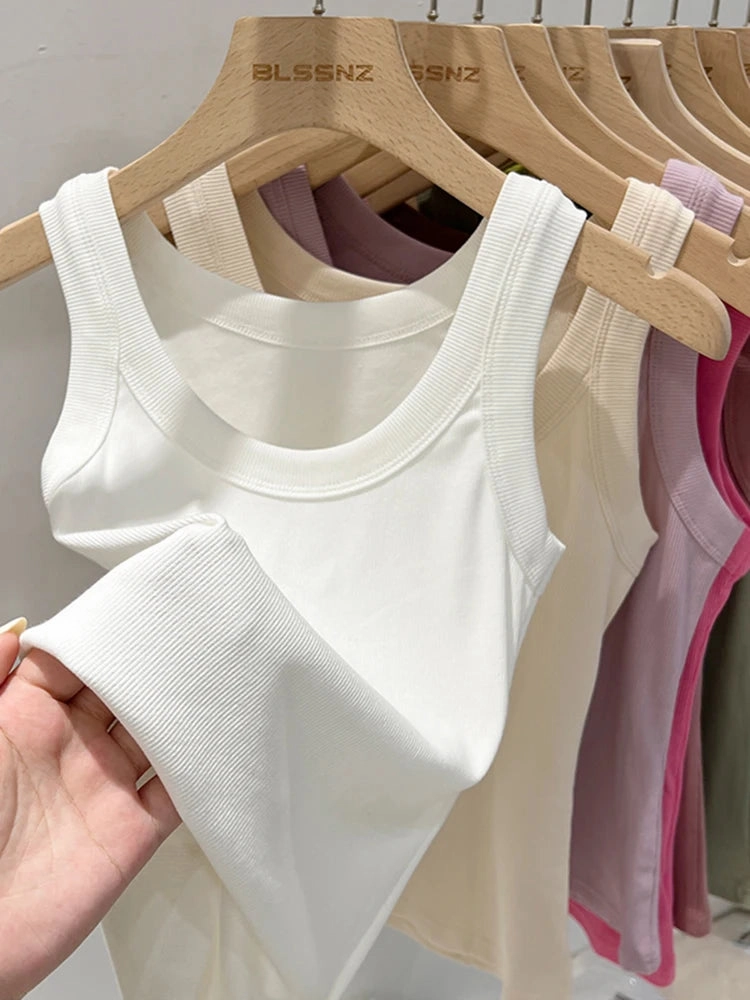 Zjaiss Women Solid Ribbed Tank Top O Neck Casual Camisole